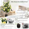 imageGoplus 38 Artificial Camellia Tree Flower Plants Artificial Tree Faux Floral Plant Blooming Tree in Cement Pot Greenery Potted Plant for Indoor Outdoor Office Home Porch DecorYellow