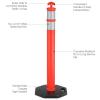 imageGoplus 45quot Delineator Post Cone 6 Pack Traffic Cone Safety Barrier with 4quot Reflective Collars 10lbs Octagonal Rubber Base Perfect as Parking Posts Construction Cones Street Stanchions