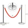imageGoplus 6Pcs Stainless Steel Stanchion Set Stanchions and 5FT Red Velvet Ropes Round Top Polished Silver Stanchion Posts Queue Line Pole Crowd Control Safety Barriers for Theaters Museum PartySilver
