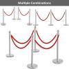 imageGoplus 6Pcs Stainless Steel Stanchion Set Stanchions and 5FT Red Velvet Ropes Round Top Polished Silver Stanchion Posts Queue Line Pole Crowd Control Safety Barriers for Theaters Museum PartySilver