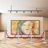 imageGoplus 6Pcs Stainless Steel Stanchion Set Stanchions and 5FT Red Velvet Ropes Round Top Polished Silver Stanchion Posts Queue Line Pole Crowd Control Safety Barriers for Theaters Museum PartySilver