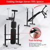 imageGoplus Adjustable Olympic Weight Bench Barbell Rack Set Foldable Workout Bench Press Set with Leg Developer Squat Rack Home Gym Flat Incline Decline Weight Lifting Strength Training