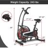 imageGoplus Air Bike Fan Exercise Bike with Unlimited Resistance Clear LCD Display Tablet Holder Adjustable Seat and Builtin Wheels Fan Cycling Bike for Home Cardio Training