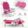 imageGoplus Beach Chair 2 Pack 330lbs Folding Backpack Beach Chairs for Adults with 5 Positions Storage Pockets Towel Bar ampamp Headrest Foldable Low Beach Lounge Portable Aluminum Lay Flat Camping ChairPink