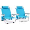 imageGoplus Beach Chair 2 Pack 330lbs Folding Backpack Beach Chairs for Adults with 5 Positions Storage Pockets Towel Bar ampamp Headrest Foldable Low Beach Lounge Portable Aluminum Lay Flat Camping ChairSky Blue