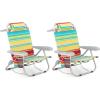 imageGoplus Beach Chair 2 Pack 330lbs Folding Backpack Beach Chairs for Adults with 5 Positions Storage Pockets Towel Bar ampamp Headrest Foldable Low Beach Lounge Portable Aluminum Lay Flat Camping ChairColourful
