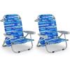 imageGoplus Beach Chair 2 Pack 330lbs Folding Backpack Beach Chairs for Adults with 5 Positions Storage Pockets Towel Bar ampamp Headrest Foldable Low Beach Lounge Portable Aluminum Lay Flat Camping ChairBlue Stripe