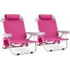 imageGoplus Beach Chair 2 Pack 330lbs Folding Backpack Beach Chairs for Adults with 5 Positions Storage Pockets Towel Bar ampamp Headrest Foldable Low Beach Lounge Portable Aluminum Lay Flat Camping ChairPink