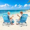 imageGoplus Beach Chair 2 Pack 330lbs Folding Backpack Beach Chairs for Adults with 5 Positions Storage Pockets Towel Bar ampamp Headrest Foldable Low Beach Lounge Portable Aluminum Lay Flat Camping ChairSky Blue