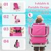 imageGoplus Beach Chair 2 Pack 330lbs Folding Backpack Beach Chairs for Adults with 5 Positions Storage Pockets Towel Bar ampamp Headrest Foldable Low Beach Lounge Portable Aluminum Lay Flat Camping ChairPink