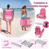 imageGoplus Beach Chair Folding Backpack Beach Chairs for Adults with 5 Positions Head Pillow Cooler Bag Towel Bar Cup Holders Sunbath Sling Tanning Lounge Foldable Layout Camping ChairsPink
