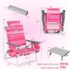 imageGoplus Beach Chair Folding Backpack Beach Chairs for Adults with 5 Positions Head Pillow Cooler Bag Towel Bar Cup Holders Sunbath Sling Tanning Lounge Foldable Layout Camping ChairsPink