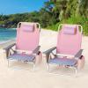 imageGoplus Beach Chair Folding Backpack Beach Chairs for Adults with 5 Positions Head Pillow Cooler Bag Towel Bar Cup Holders Sunbath Sling Tanning Lounge Foldable Layout Camping ChairsPinkpurple