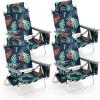 imageGoplus Beach Chair Folding Backpack Beach Chairs for Adults with 5 Positions Head Pillow Cooler Bag Towel Bar Cup Holders Sunbath Sling Tanning Lounge Foldable Layout Camping ChairsPalm Tree Green