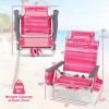 imageGoplus Beach Chair Folding Backpack Beach Chairs for Adults with 5 Positions Head Pillow Cooler Bag Towel Bar Cup Holders Sunbath Sling Tanning Lounge Foldable Layout Camping ChairsPink