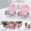imageGoplus Beach Chair Folding Backpack Beach Chairs for Adults with 5 Positions Head Pillow Cooler Bag Towel Bar Cup Holders Sunbath Sling Tanning Lounge Foldable Layout Camping ChairsPinkpurple