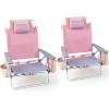 imageGoplus Beach Chair Folding Backpack Beach Chairs for Adults with 5 Positions Head Pillow Cooler Bag Towel Bar Cup Holders Sunbath Sling Tanning Lounge Foldable Layout Camping ChairsPinkpurple