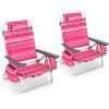 imageGoplus Beach Chair Folding Backpack Beach Chairs for Adults with 5 Positions Head Pillow Cooler Bag Towel Bar Cup Holders Sunbath Sling Tanning Lounge Foldable Layout Camping ChairsPink