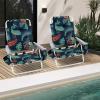 imageGoplus Beach Chair Folding Backpack Beach Chairs for Adults with 5 Positions Head Pillow Cooler Bag Towel Bar Cup Holders Sunbath Sling Tanning Lounge Foldable Layout Camping ChairsPalm Tree Green
