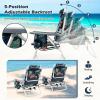 imageGoplus Beach Chair Folding Backpack Beach Chairs for Adults with 5 Positions Head Pillow Cooler Bag Towel Bar Cup Holders Sunbath Sling Tanning Lounge Foldable Layout Camping ChairsPalm Tree Green