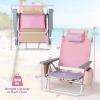 imageGoplus Beach Chair Folding Backpack Beach Chairs for Adults with 5 Positions Head Pillow Cooler Bag Towel Bar Cup Holders Sunbath Sling Tanning Lounge Foldable Layout Camping ChairsPinkpurple