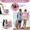 imageGoplus Beach Chair Folding Backpack Beach Chairs for Adults with 5 Positions Head Pillow Cooler Bag Towel Bar Cup Holders Sunbath Sling Tanning Lounge Foldable Layout Camping ChairsPinkpurple