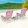 imageGoplus Beach Chair Folding Backpack Beach Chairs for Adults with 5 Positions Head Pillow Cooler Bag Towel Bar Cup Holders Sunbath Sling Tanning Lounge Foldable Layout Camping ChairsPinkpurple