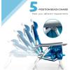 imageGoplus Beach Chair Folding Backpack Beach Chairs for Adults with 5 Positions Head Pillow Cooler Bag Towel Bar Cup Holders Sunbath Sling Tanning Lounge Foldable Layout Camping ChairsLight Blue