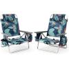 imageGoplus Beach Chair Folding Backpack Beach Chairs for Adults with 5 Positions Head Pillow Cooler Bag Towel Bar Cup Holders Sunbath Sling Tanning Lounge Foldable Layout Camping ChairsPalm Tree Green
