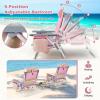 imageGoplus Beach Chair Folding Backpack Beach Chairs for Adults with 5 Positions Head Pillow Cooler Bag Towel Bar Cup Holders Sunbath Sling Tanning Lounge Foldable Layout Camping ChairsPinkpurple
