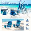 imageGoplus Beach Chair Folding Backpack Beach Chairs for Adults with 5 Positions Head Pillow Cooler Bag Towel Bar Cup Holders Sunbath Sling Tanning Lounge Foldable Layout Camping ChairsLight Blue