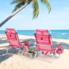 imageGoplus Beach Chair Folding Backpack Beach Chairs for Adults with 5 Positions Head Pillow Cooler Bag Towel Bar Cup Holders Sunbath Sling Tanning Lounge Foldable Layout Camping ChairsPink