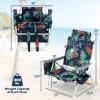 imageGoplus Beach Chair Folding Backpack Beach Chairs for Adults with 5 Positions Head Pillow Cooler Bag Towel Bar Cup Holders Sunbath Sling Tanning Lounge Foldable Layout Camping ChairsPalm Tree Green