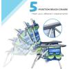 imageGoplus Beach Chair Folding Backpack Beach Chairs for Adults with 5 Positions Head Pillow Cooler Bag Towel Bar Cup Holders Sunbath Sling Tanning Lounge Foldable Layout Camping ChairsBluegreen