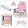 imageGoplus Beach Chair Folding Backpack Beach Chairs for Adults with 5 Positions Head Pillow Cooler Bag Towel Bar Cup Holders Sunbath Sling Tanning Lounge Foldable Layout Camping ChairsPinkpurple