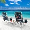 imageGoplus Beach Chair Folding Backpack Beach Chairs for Adults with 5 Positions Head Pillow Cooler Bag Towel Bar Cup Holders Sunbath Sling Tanning Lounge Foldable Layout Camping ChairsPalm Tree Green
