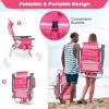 imageGoplus Beach Chair Folding Backpack Beach Chairs for Adults with 5 Positions Head Pillow Cooler Bag Towel Bar Cup Holders Sunbath Sling Tanning Lounge Foldable Layout Camping ChairsPink