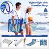imageGoplus Beach Chairs with Side Table 2 Pack Folding Lounge Chairs for Adults with 5 Adjustable Position Backpack Lightweight Reclining Lounge Chair for Lawn Camping Picnic Sunbath Pool NavyBlue Stripe