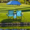 imageGoplus Double Camping Chair with Umbrella Folding Loveseat Chairs wCanopy Shade Carrying Bag Table Cup Holder Portable Beach Chairs Outdoor Picnic Patio BlueTurquoise