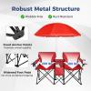 imageGoplus Double Camping Chair with Umbrella Folding Loveseat Chairs wCanopy Shade Carrying Bag Table Cup Holder Portable Beach Chairs Outdoor Picnic Patio BlueRed