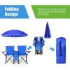 imageGoplus Double Camping Chair with Umbrella Folding Loveseat Chairs wCanopy Shade Carrying Bag Table Cup Holder Portable Beach Chairs Outdoor Picnic Patio BlueBlue