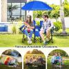 imageGoplus Double Camping Chair with Umbrella Folding Loveseat Chairs wCanopy Shade Carrying Bag Table Cup Holder Portable Beach Chairs Outdoor Picnic Patio BlueBlue