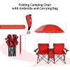 imageGoplus Double Camping Chair with Umbrella Folding Loveseat Chairs wCanopy Shade Carrying Bag Table Cup Holder Portable Beach Chairs Outdoor Picnic Patio BlueRed
