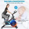 imageGoplus Indoor Cycling Bike Silent Belt Drive Exercise Bike Stationary Bicycle with Steel Flywheel Phone Holder Adjustable Seat and Handlebar LCD Monitor Heart Rate MonitorBlack
