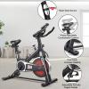 imageGoplus Indoor Cycling Bike Silent Belt Drive Exercise Bike Stationary Bicycle with Steel Flywheel Phone Holder Adjustable Seat and Handlebar LCD Monitor Heart Rate MonitorBlack  White