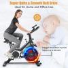 imageGoplus Indoor Cycling Bike Silent Belt Drive Exercise Bike Stationary Bicycle with Steel Flywheel Phone Holder Adjustable Seat and Handlebar LCD Monitor Heart Rate MonitorBlack  White