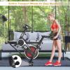 imageGoplus Indoor Cycling Bike Silent Belt Drive Exercise Bike Stationary Bicycle with Steel Flywheel Phone Holder Adjustable Seat and Handlebar LCD Monitor Heart Rate MonitorBlack  White