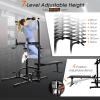 imageGoplus Power Tower with Bench Multifunctional Home Gym Pull Up Bar Stand Dip Station w 7 Adjustable Heights ampamp Foldable Weight Bench Full Body Strength Training Fitness Equipment Chin Up Tower
