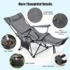 imageGoplus Reclining Camping Chair with Foot Rest Folding Lounge Chair for Adults wAdjustable Backrest Storage Bag ampamp Cup Holder Portable Recliner Beach Chair Outdoor Camp Picnics 330 LBS 2 KhakiGrey
