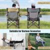 imageGoplus Reclining Camping Chair with Foot Rest Folding Lounge Chair for Adults wAdjustable Backrest Storage Bag ampamp Cup Holder Portable Recliner Beach Chair Outdoor Camp Picnics 330 LBS 2 KhakiGrey